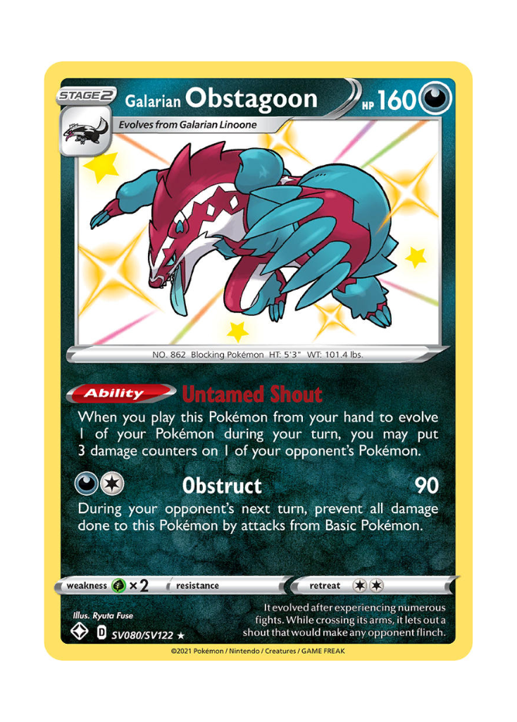 Shining Fates: Galarian Obstagoon Shiny Rare - SV080/SV122