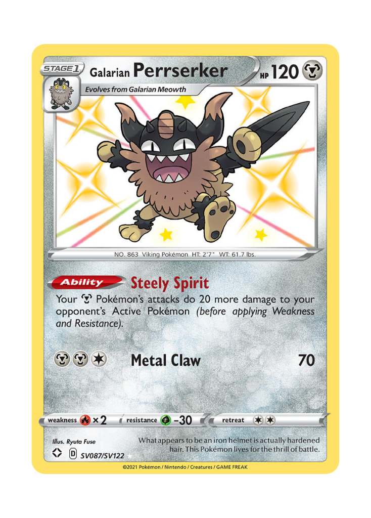 Shining Fates: Galarian Perrserker Shiny Rare - SV087/SV122