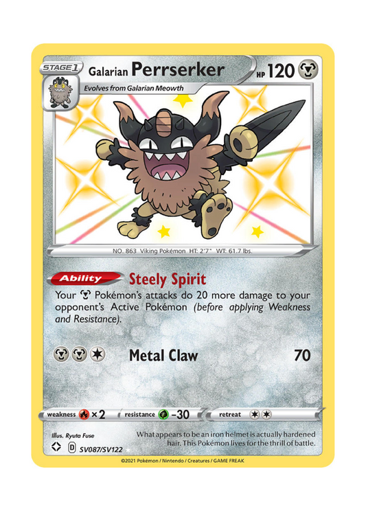 Shining Fates: Galarian Perrserker Shiny Rare - SV087/SV122