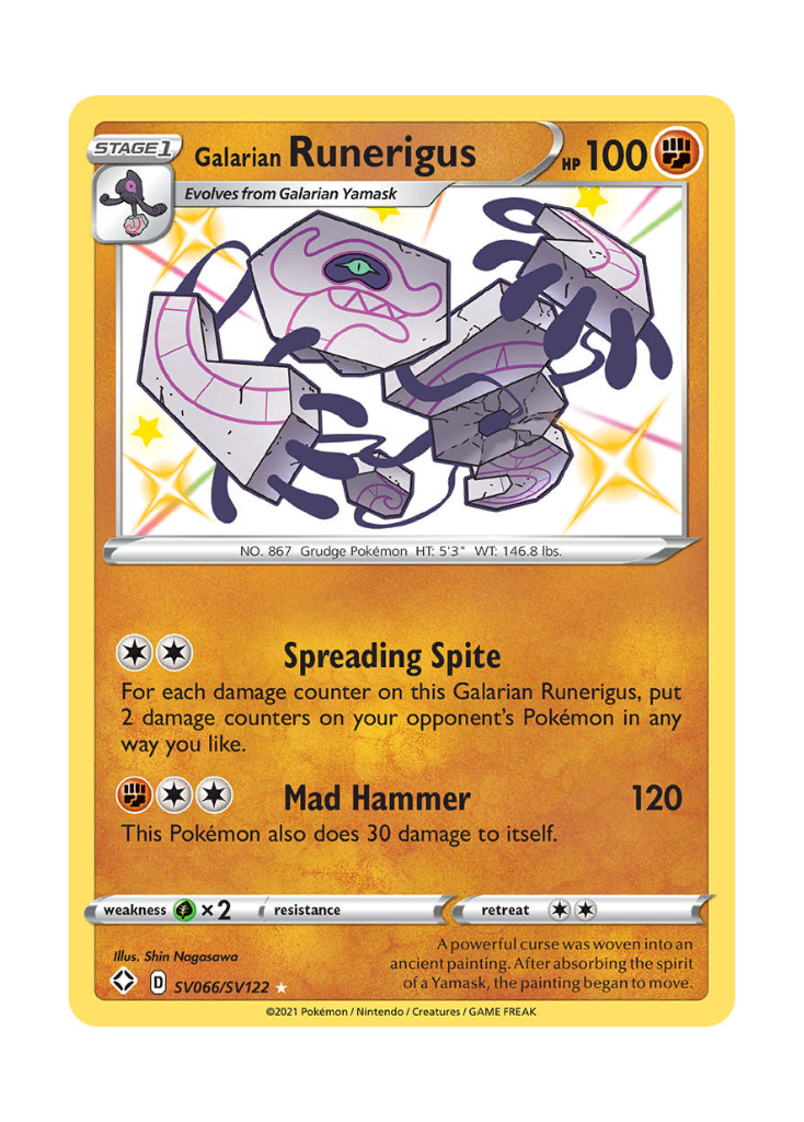 Shining Fates: Galarian Runerigus Shiny Rare - SV066/SV122