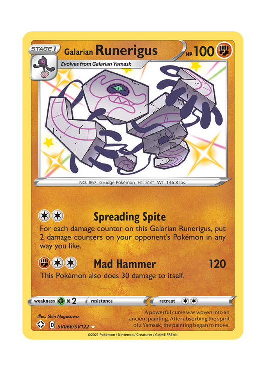 Shining Fates: Galarian Runerigus Shiny Rare - SV066/SV122