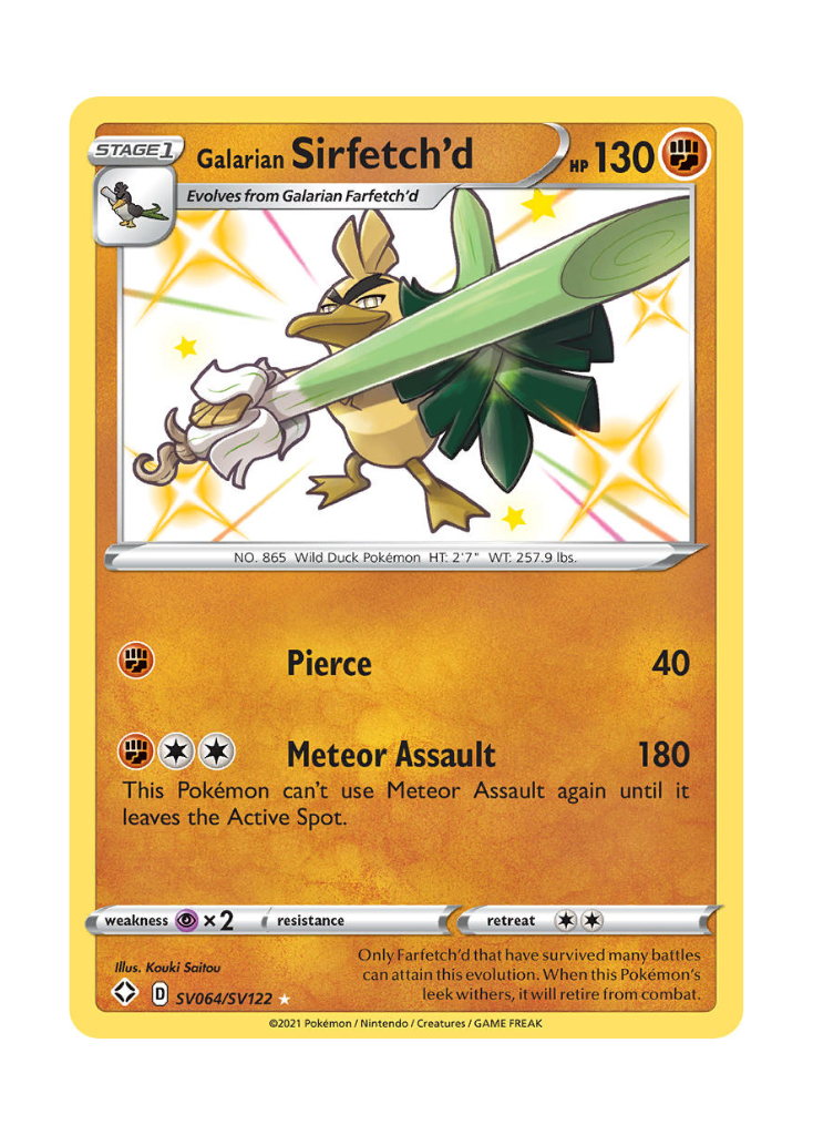 Shining Fates: Galarian Sirfetch'd Shiny Rare - SV064/SV122