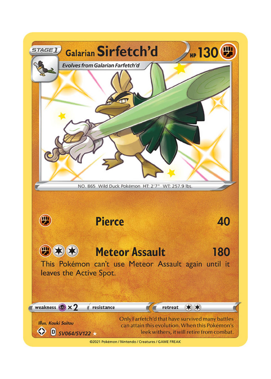 Shining Fates: Galarian Sirfetch'd Shiny Rare - SV064/SV122