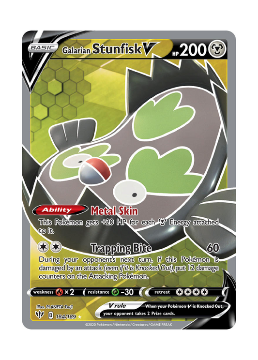Darkness Ablaze: Galarian Stunfisk V Full Art - 184/189