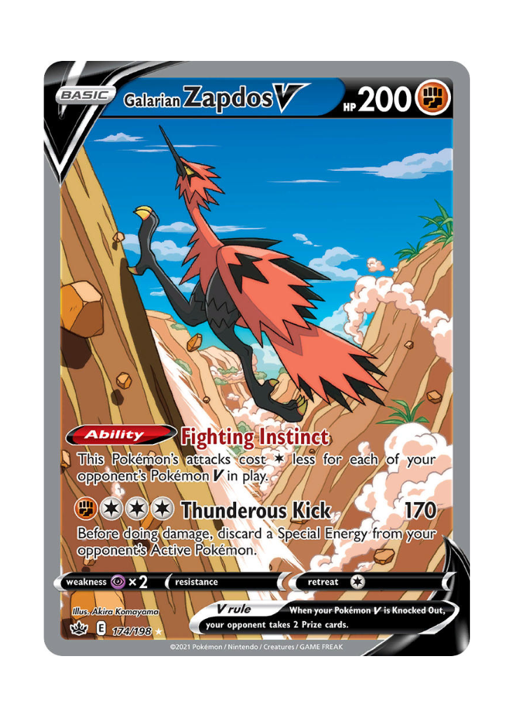 Chilling Reign: Galarian Zapdos V Alternate Full Art - 174/198