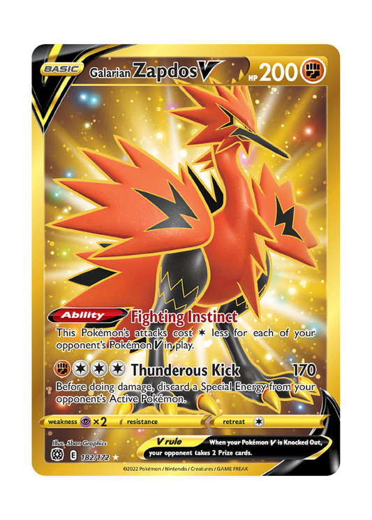 Brilliant Stars: Galarian Zapdos V Secret Rare - 182/172