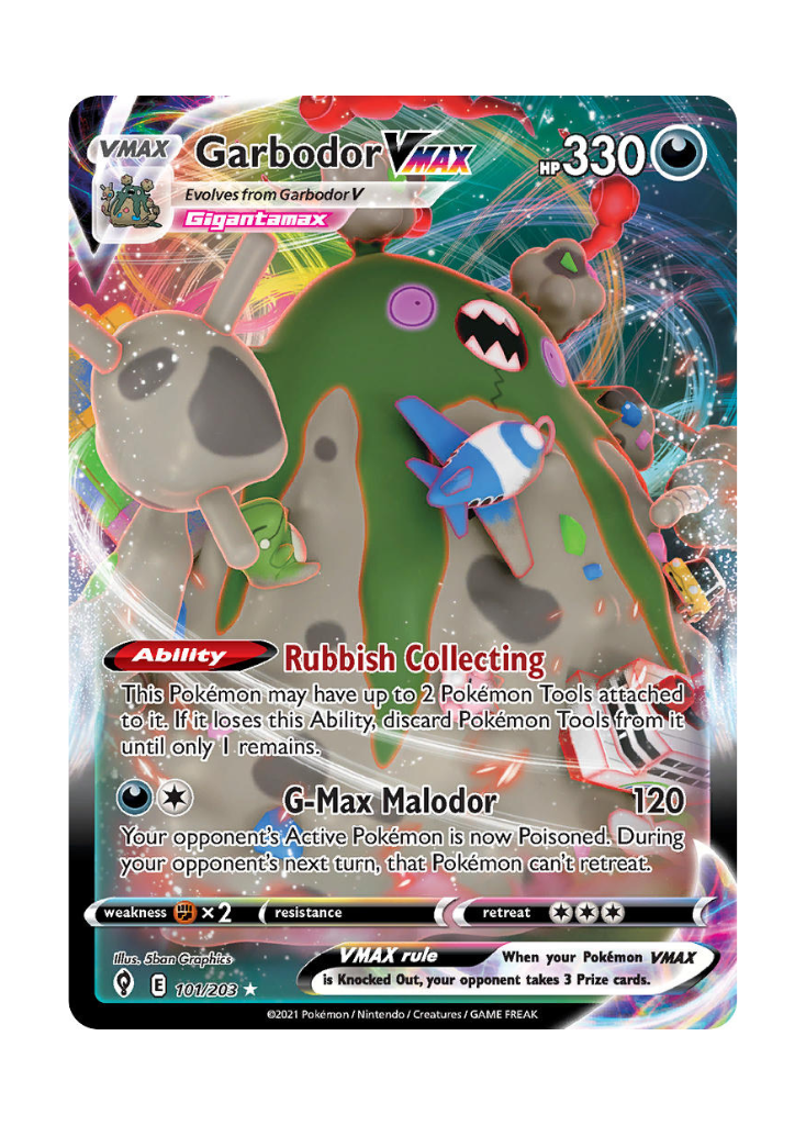Evolving Skies: Garbodor VMAX Full Art - 101/203 ATP Gaming LLC Evolving Skies: Garbodor VMAX Full Art - 101/203 ATP Gaming LLC