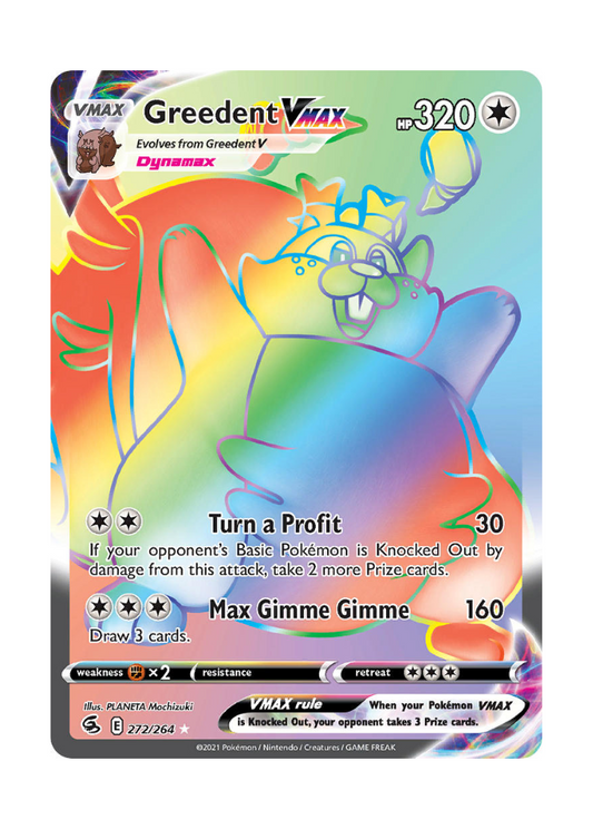 Fusion Strike: Greedent VMAX Rainbow Rare - 272/264