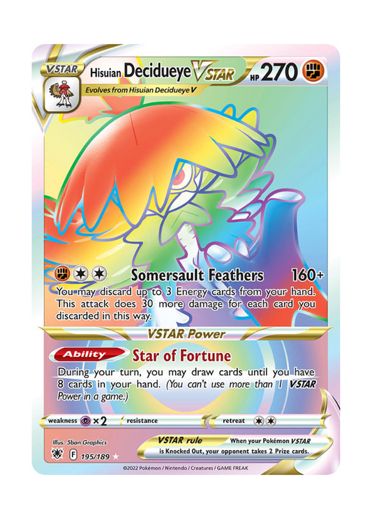 Astral Radiance: Hisuian Decidueye VSTAR Rainbow Rare - 195/189