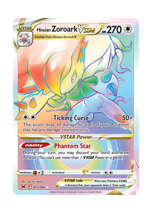 Lost Origin: Hisuian Zoroark VSTAR Rainbow Rare - 203/196