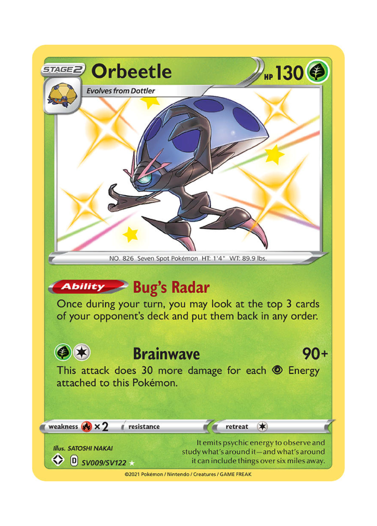 Shining Fates: Orbeetle Shiny Rare - SV009/SV122