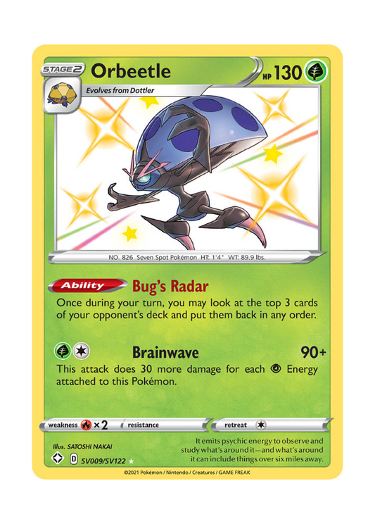 Shining Fates: Orbeetle Shiny Rare - SV009/SV122