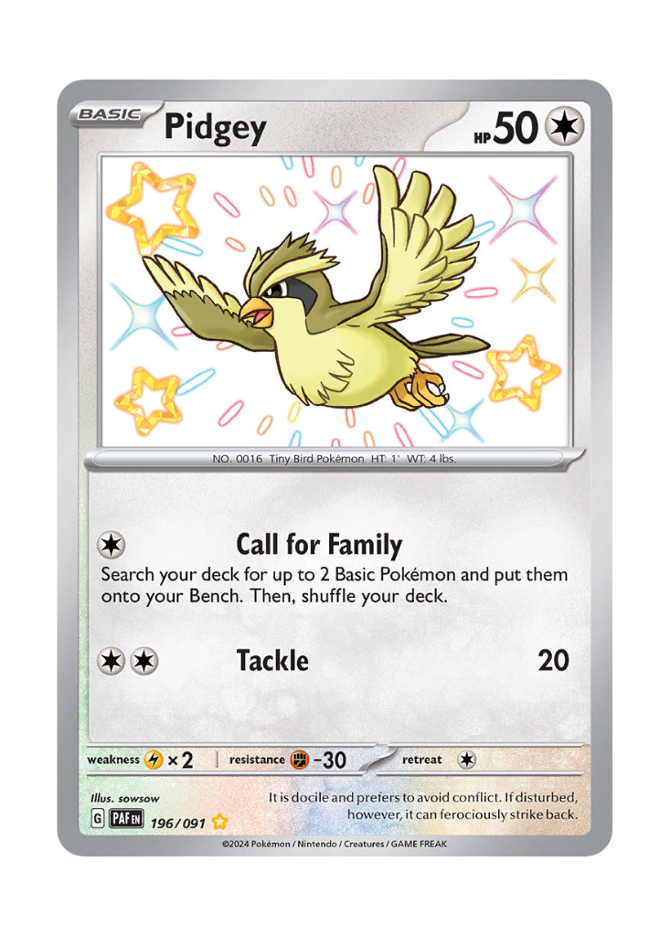 Paldean Fates: Pidgey Shiny Rare - 196/091