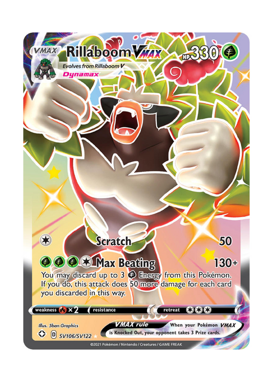 Shining Fates: Rillaboom VMAX Shiny Full Art - SV106/SV122