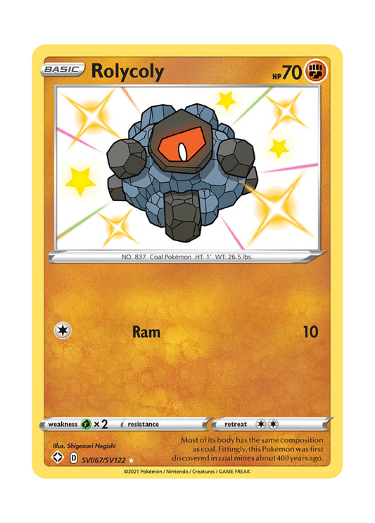 Shining Fates: Rolycoly Shiny Rare - SV067/SV122
