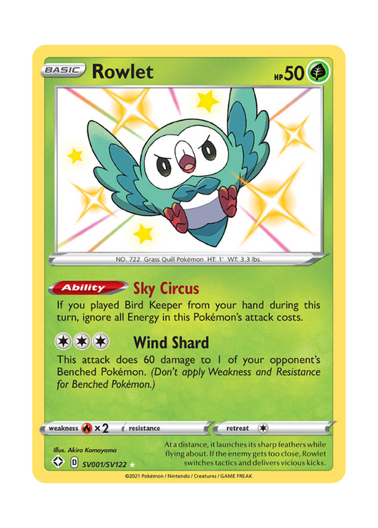 Shining Fates: Rowlet Shiny Rare - SV001/SV122