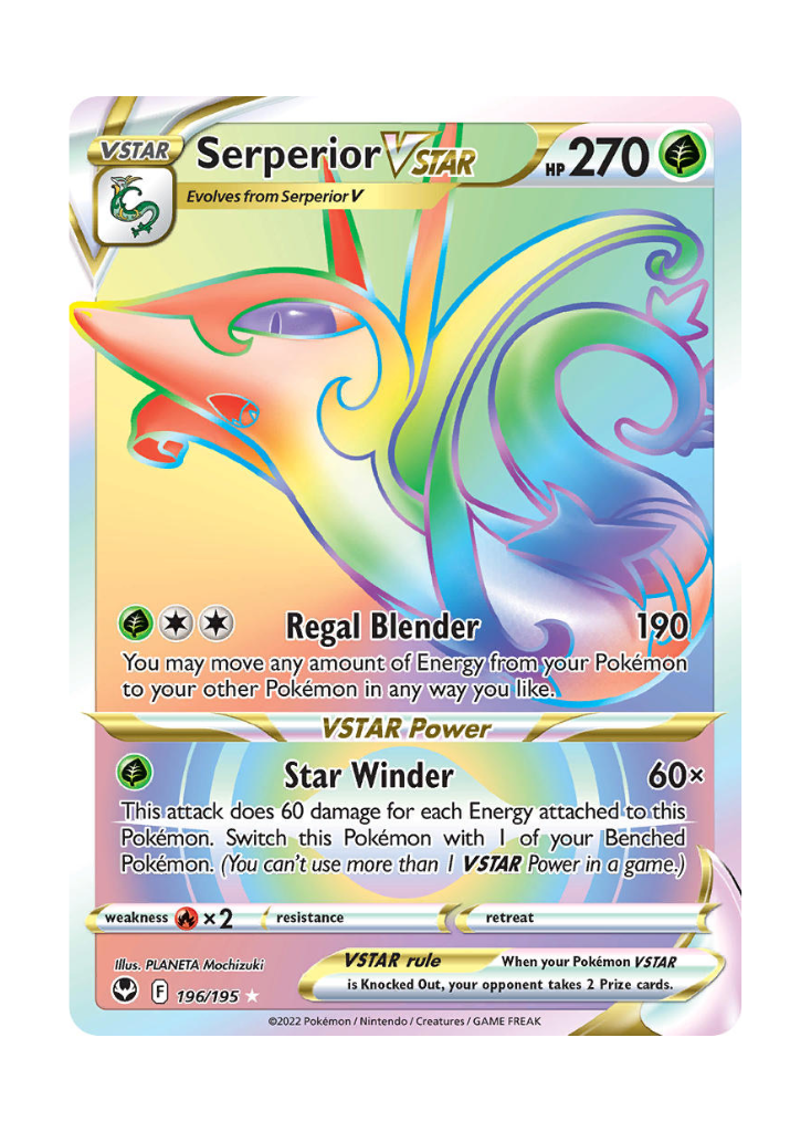 Silver Tempest: Serperior VSTAR Rainbow Rare - 196/195