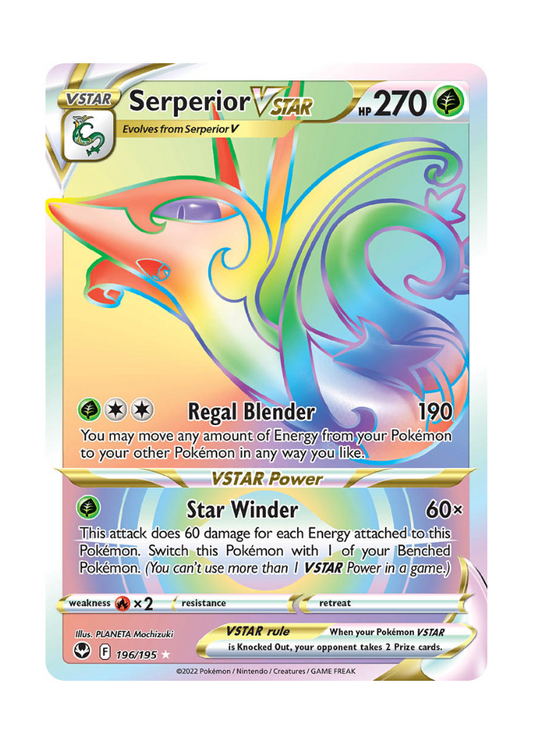 Silver Tempest: Serperior VSTAR Rainbow Rare - 196/195