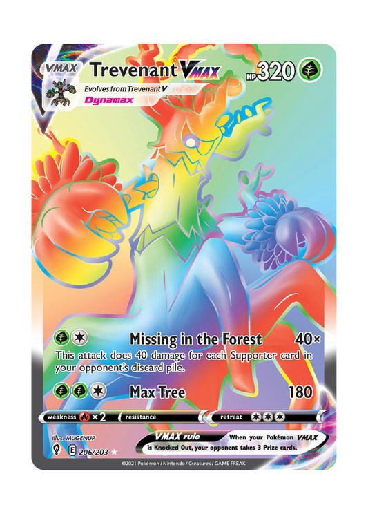 Evolving Skies: Trevenant VMAX Rainbow Rare - 206/203