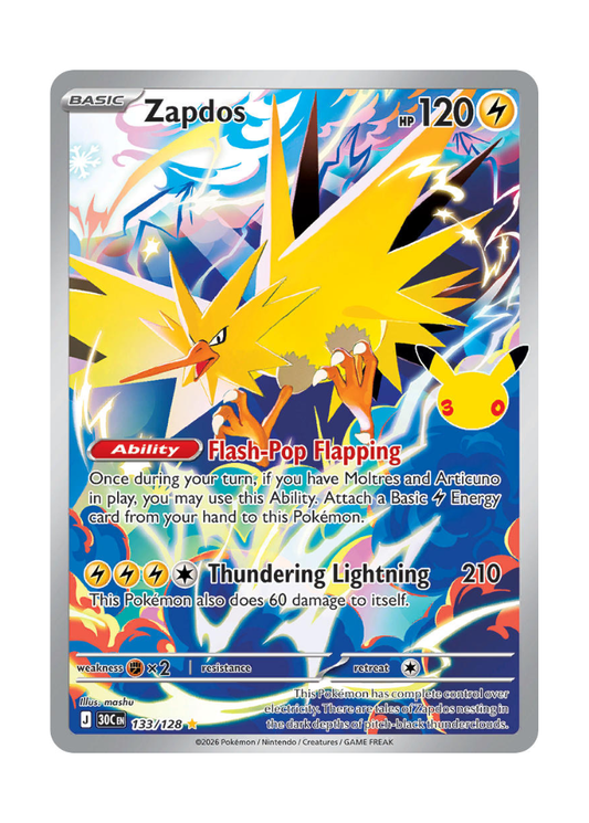 30th Celebration: Zapdos Illustration Rare - 133/128